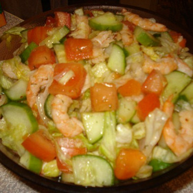 Рецепт Салат овощной с креветками