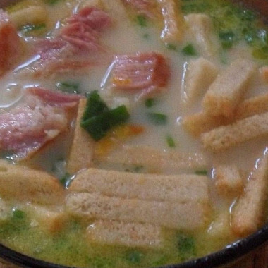 Рецепт Сырный суп с копченостями