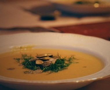 Рецепт Тыквенный крем-суп с зеленью и семечками