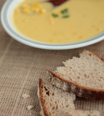 Рецепт Тыквенный суп с поджаренной сладкой кукурузой