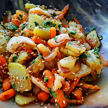 Рецепт Картофель по‑азиатски с креветками