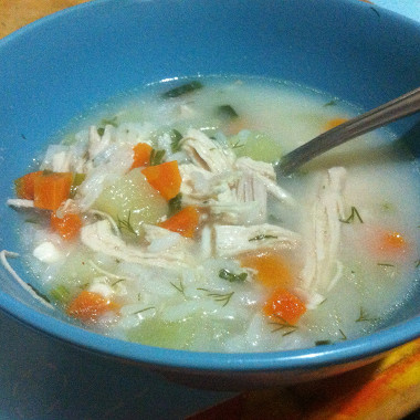 Рецепт Куриный суп с диким рисом и плавленым сыром