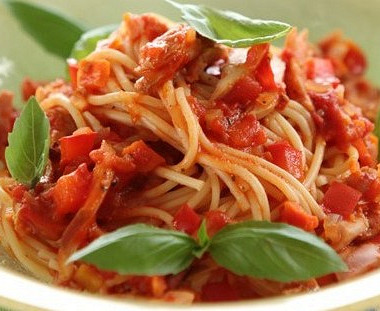 Рецепт Спагетти с соусом из болгарского перца