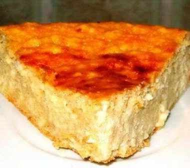 Фото рецепт Творожная запеканка с яблоками и корицей на кефире